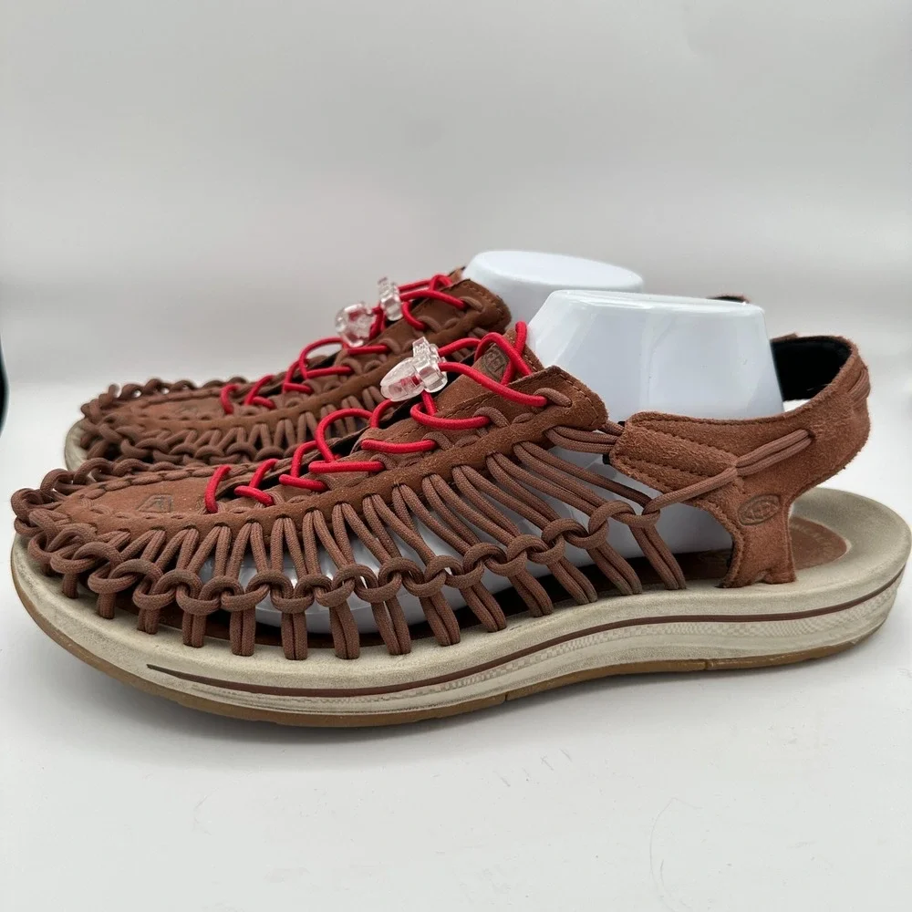 Keen‎ Uneek Paracord Sandals Mens 12M Brown Red Bungee Hiking Gorpcore Outdoors